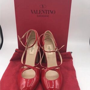 Valentino Red Patent Leather Ankle-Strap Mary Jane Heels